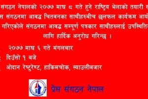 प्रेस संगठन चितवनको समन्वयमा भरतपुरमा आज  बृहत छलफल हुँदै