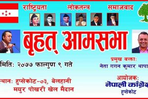 गगन थापाले हुप्सेकोटमा बृहत आमसभालाई सम्बोधन गर्दै