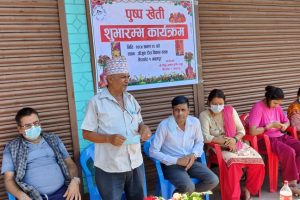 शिद्धिगणेश कृषि समूहद्धारा पुष्प खेतीकाे थालनी