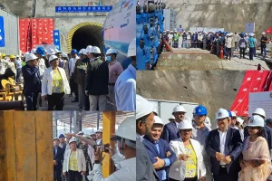 सुनकोशी–मरिन डाईभर्सन स्थलमा उर्जामन्त्री, स्विच अन गरी सुरुङ खन्ने कार्य सुरु 