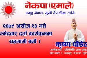 एमालेले नवलपुर १ बाट कृष्ण पौडेललाई उठाउने