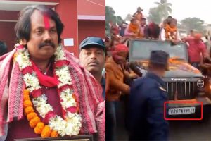 भारतीय गाडीमा सिके राउतको विजय जुलुस 