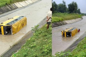 स्कूलको बस नहरमा खस्दा १५ विद्यार्थी घाइते, चालक फरार
