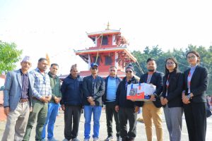 ग्लोबल आइएमइ बैंकद्धारा  मौलाकालिका मन्दिरलाई पैसा गन्ने मेसिन हस्तान्तरण
