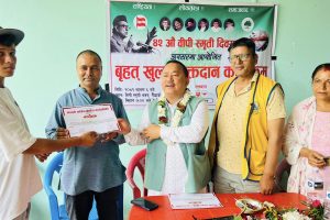 विपी स्मृति दिवश : गैँडाकोटमा ४७ जनाद्धारा रक्तदान