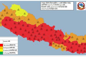 भोलिदेखि भारी वर्षाको सम्भावना, यी ५६ जिल्ला उच्च जोखिममा