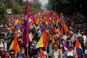 राप्रपाले आज काठमाडौंको बल्खुमा सभा गर्दै