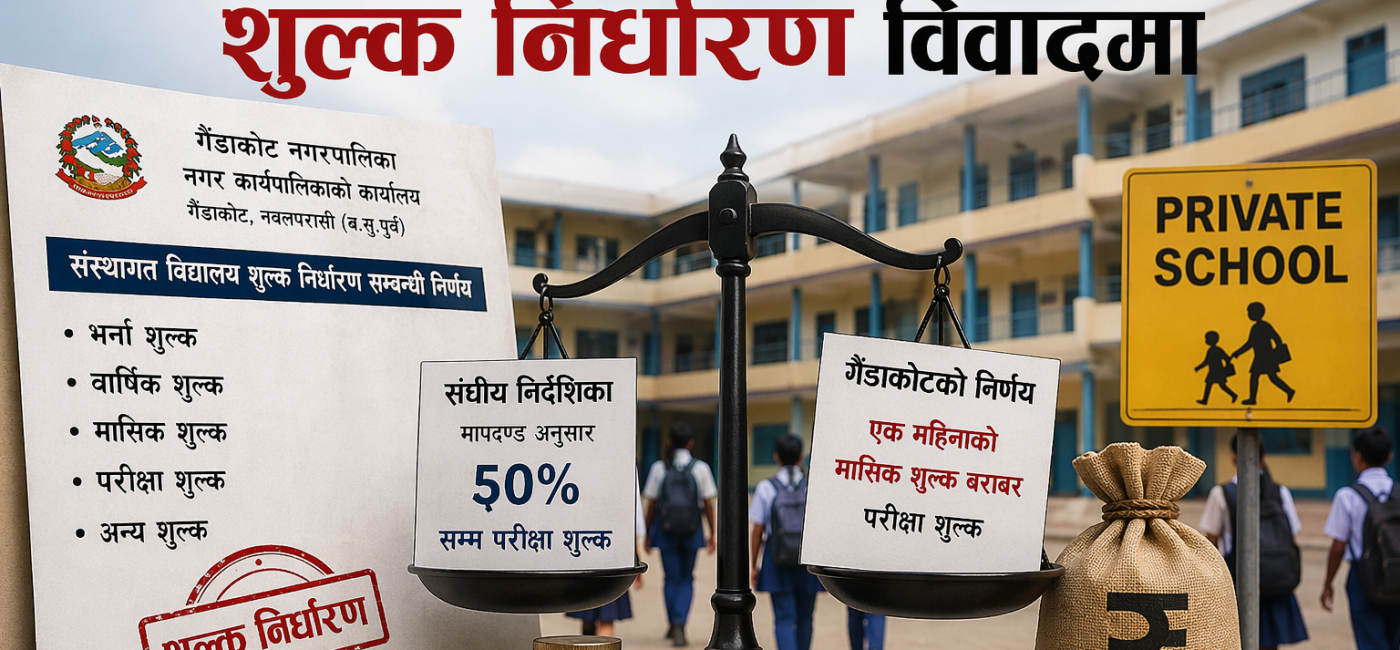 गैँडाकोटमा कार्यान्वयनमा आएन संस्थागत विद्यालयको शुल्क निर्धारण मापदण्ड निर्देशिका