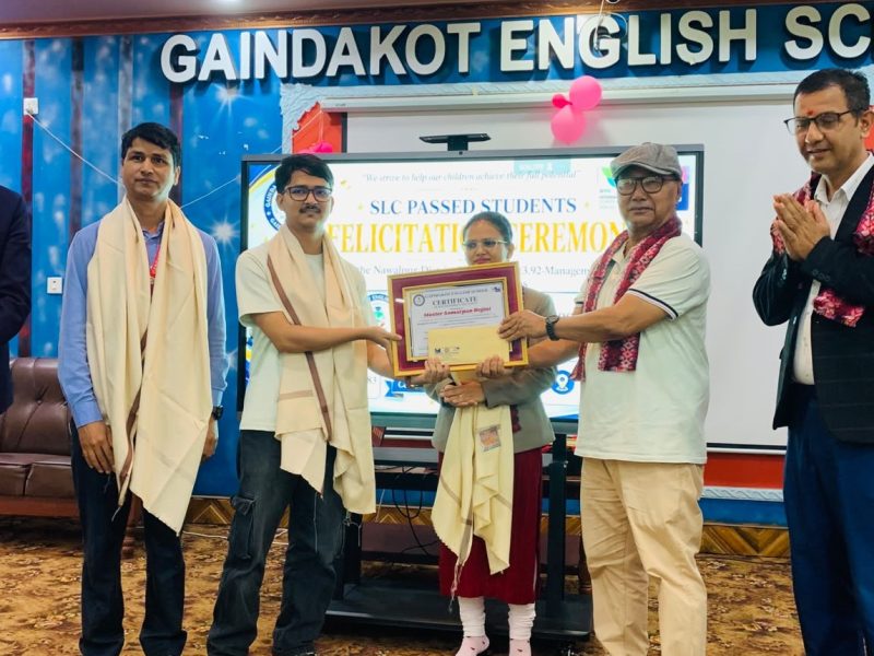 दुई पटक ‘आइएसए अवार्ड’ जितेको गैँडाकोट इङ्गलिस स्कुल यो वर्ष पनि नवलपुरकै प्रथम